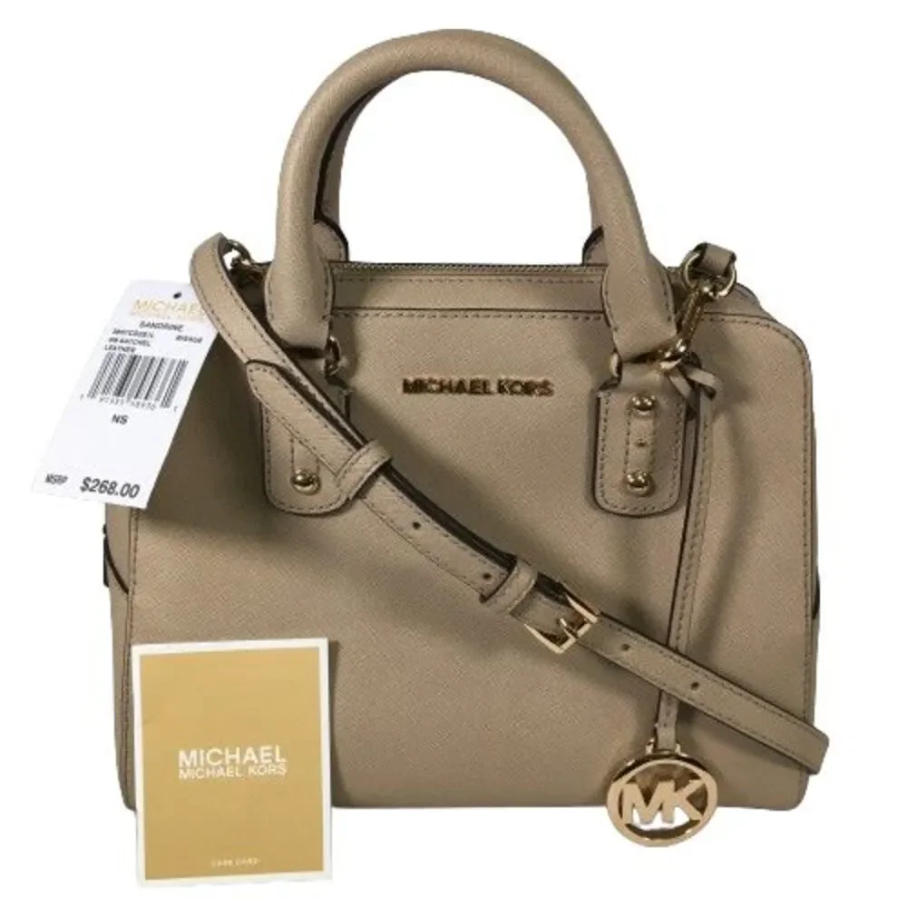 NWT MICHAEL KORS Sandrine Satchel Leather Handbag Crossbody Purse Bag $268